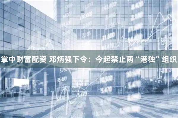 掌中财富配资 邓炳强下令：今起禁止两“港独”组织